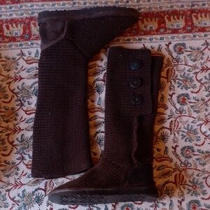 Chocolate Brown UGG Cardy Knit Tall Boots 🤎 Bailey Buttons
